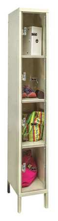 HALLOWELL Box Locker, 12 in W, 15 in D, 78 in H, (1) Wide, (4) Openings, Tan USVP1258-4A-PT