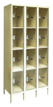 Hallowell Box Locker, 36 in W, 12 in D, 78 in H, (3) Wide, (12) Openings, Tan USVP3228-4A-PT