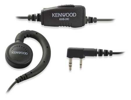 KENWOOD Ear Loop Earpiece, Plstc/Metal, 38inL Cord KHS-31C