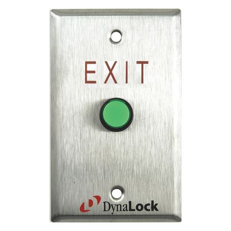 DYNALOCK Push to Exit Button, SS, Green 6115M