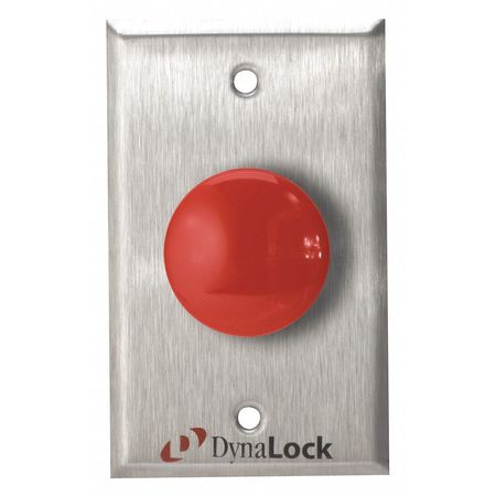DYNALOCK Exit Push Button, SS, Red, SPDT Switch 6210