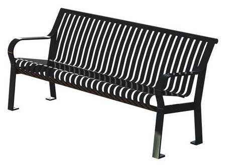 THOMAS STEELE Outdoor Bench, 71 in. L, 27-1/2 in. H, Blck QS-CRB-6-VS-B