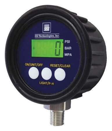 Ssi Digital Pressure Gauge, 0 to 5000 psi, 1/4 in MNPT, Plastic, Black MG1-5000-A-9V-R