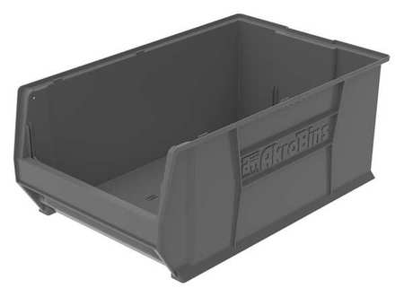 AKRO-MILS 300 lb Storage Bin, Plastic, 18 3/8 in W, 12 in H, Gray, 29 1/4 in L 30290GREY
