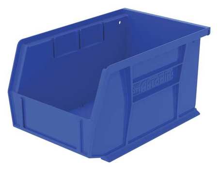 Akro-Mils 20 lb Hang & Stack Storage Bin, Plastic, 6 in W, 5 in H, Blue, 9 1/4 in L 30237BLUE