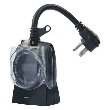 Tork Plug In Timer, Blk, Outdoor, 125V, Digital 642E