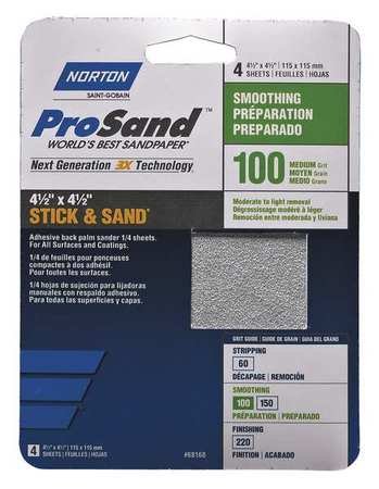 Norton Abrasives Sandpaper Sheet, Med, 100 Grit, PK20 07660768173