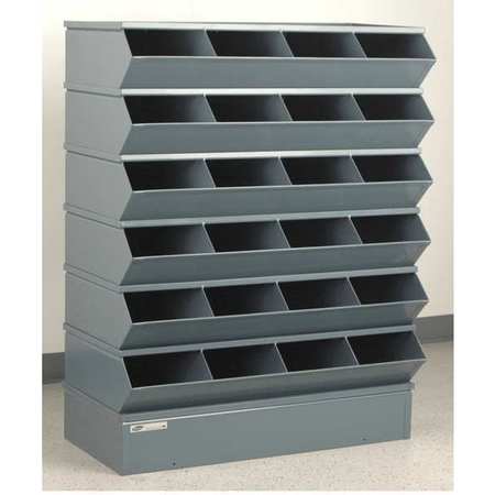 STACKBIN Steel Sectional Stacking Bin, 18 3/4 in D x 47 1/2 in H x 37 in W, 7 Shelves, Gray 3-324SSB