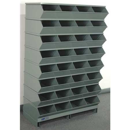 STACKBIN Steel Sectional Stacking Bin, 18 3/4 in D x 57 3/4 in H x 37 in W, 9 Shelves, Gray 3-332SSPB