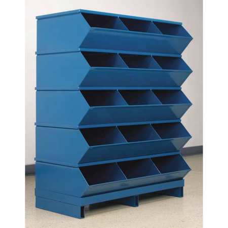 STACKBIN Steel Sectional Stacking Bin, 20 1/2 in D x 46 7/8 in H x 37 in W, 6 Shelves, Blue 3-415SSPB