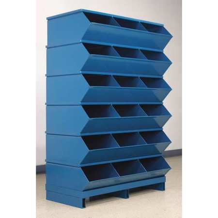 STACKBIN Steel Sectional Stacking Bin, 20 1/2 in D x 55 3/4 in H x 37 in W, 7 Shelves, Blue 3-418SSPB