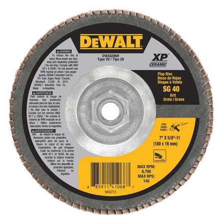 DEWALT 7" x 5/8"-11 40G T29 XP CER FLAP DISC DWA8286H