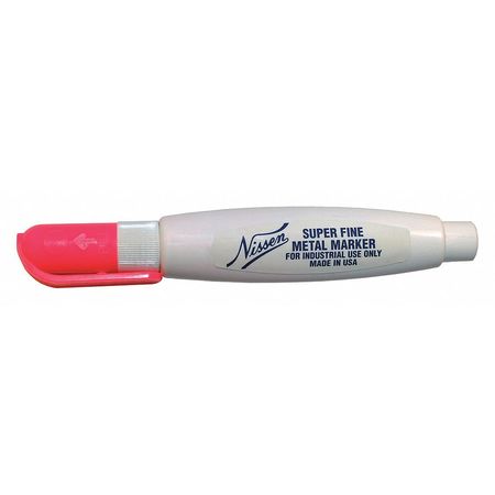 NISSEN Industrial Marker, Fine Tip, Fluorescent Red Color Family, Paint 00808