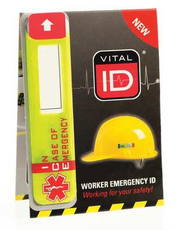 VITAL ID Hard Hat I.D, Yllw, 3/4in.Hx3-1/4in.W, PK25 WSID-02