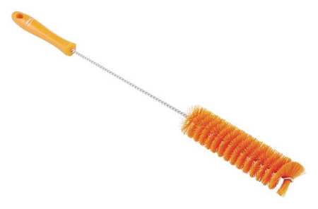 Remco 1-5/8" W Tube and Valve Brush, Stiff, 13 3/4 in L Handle, 5 3/4 in L Brush, Orange, 20 in L Overall 53787