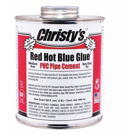 CHRISTYS PVC Cement, Blue, 32 oz. RH-RHBV-QT-6