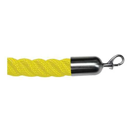 LAWRENCE METAL Barrier Rope, Nylon, Yellw, 12 ft.L ROPE-TWST-35-12/0-2-SNAP-1S