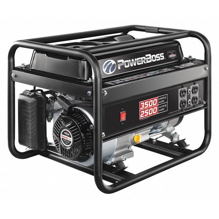 POWERBOSS Portable Generator, Gasoline, 2500 Rated, 3500 Surge, Recoil Start, 120V AC, 20.8 A 30666