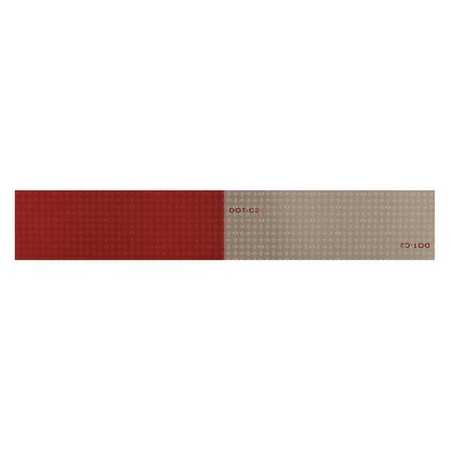 Oralite Reflective Tape, Red/White, 12 in.L, 2 in.W 18359