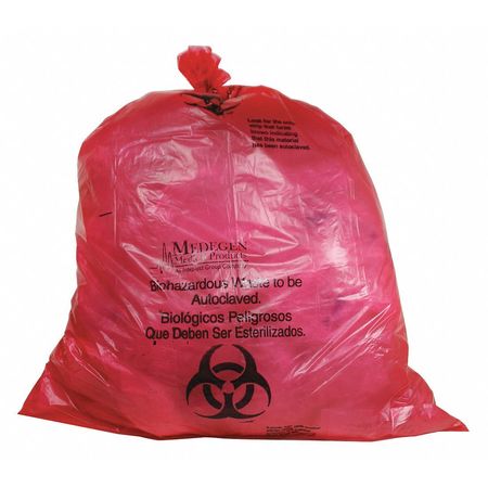 ZORO SELECT Biohazard Bags, 40 to 55 gal., Red, PK100 ACLB142848