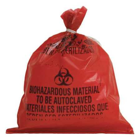 Zoro Select Biohazard Bags, 2 gal., Red, PK1000 ACLB142900