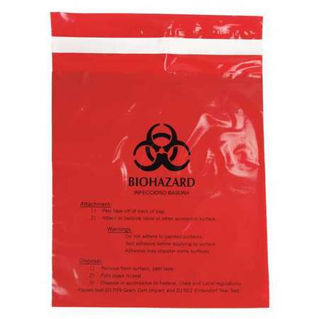 ZORO SELECT Biohazard Bags, 0.5 gal., Red, PK100 MRWB142316