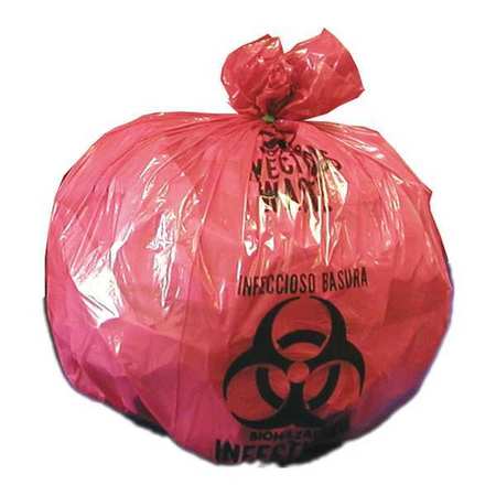 ZORO SELECT Biohazard Bags, 8 to 10 gal., Red, PK500 RIWB142700
