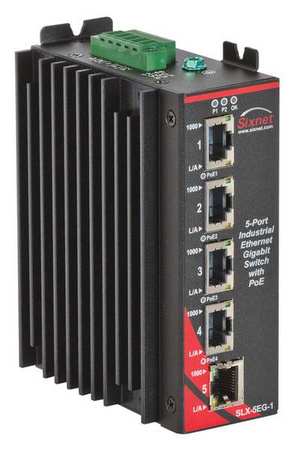 RED LION CONTROLS Ethernet Switch, 5 Ports, RJ45, Unmanaged SLX-5EG-1