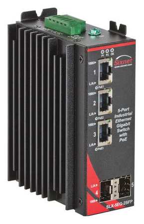 RED LION CONTROLS Ethernet Switch, 3 Ports, RJ45, Unmanaged SLX-5EG-2SFP