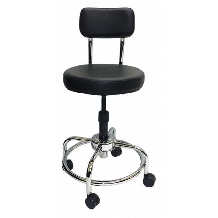 SHOPSOL Round Stool with Backrest, Height 19" to 36"Black 3010011