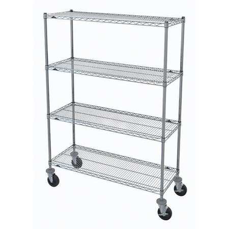 METRO Wire Cart, Brite, 69 in.H x 48 in.L, Silver N356BBR