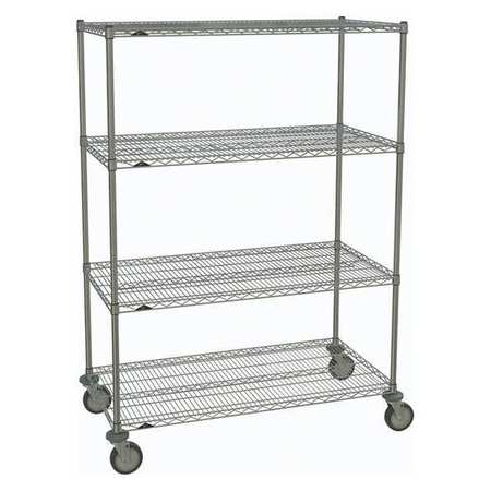 METRO Wire Cart, Chrome, 69in.H x 48in.L, Silver 2448NC-4,63UP-4,5MP-4