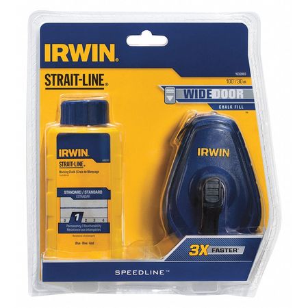 Irwin STRAIT-LINE Chalk Line, Speedline Pro Reel, Blue, 100 ft.  (IWHT48443BC)