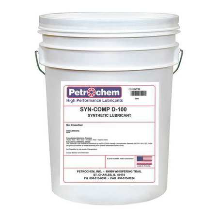 PETROCHEM Compressor Oil, 5 gal., Pail, Synthetic Oil SYN-COMP D-100-005