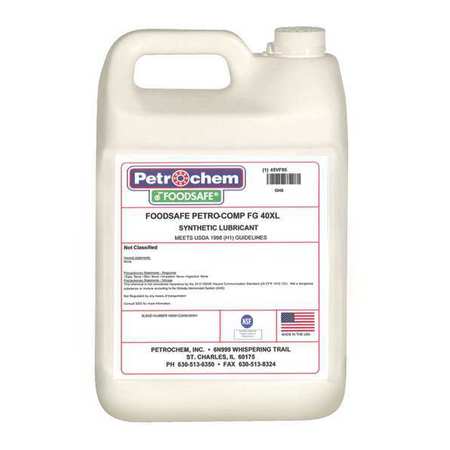 PETROCHEM Compressor Oil, 1gal, Jug, Polyalphaolefin PETRO-COMP FG-40XL-001