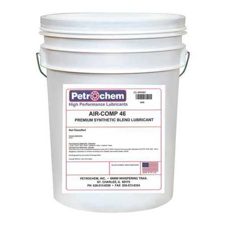 Petrochem Compressor Oil, 5 gal., Pail, Synthetic Oil AIR-COMP 46-005