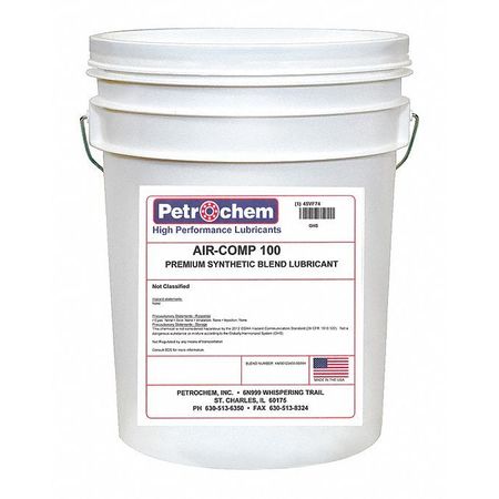 PETROCHEM Compressor Oil, 5 gal., Pail, Synthetic Oil AIR-COMP 100-005