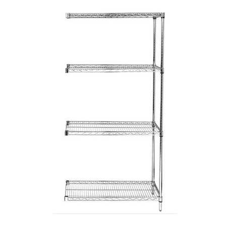 ZORO SELECT Wire Shelving, 18"D x 36"W x 54"H, 4 Shelves, Chrome 45VY28