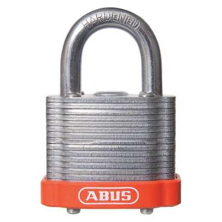 ABUS Keyed Padlock, Open, Rectangular Steel Body, Hardened Steel Shackle, 3/4 in W 19324