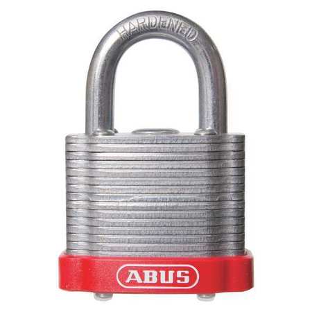 Abus Keyed Padlock, Open, Rectangular Steel Body, Hardened Steel Shackle, 11/16 in W, 6 PK 19343