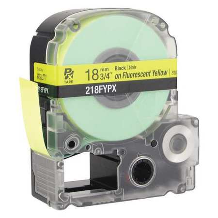 EPSON Label Cartridge, Black on Fluorescent Yellow, Labels/Roll: Continuous 218FYPX