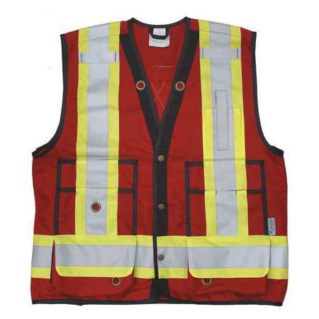 VIKING Surveyor Vest, Red, 3XL, 29-3/4"L, Class 2 6165R-XXXL