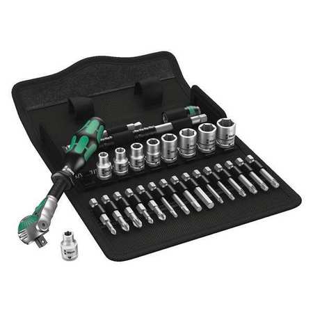 Wera 1/4" Drive Ratchet Set SAE, Torx(R) 28 Pieces 3/16 in to 1/2 in , Chrome 05004019001