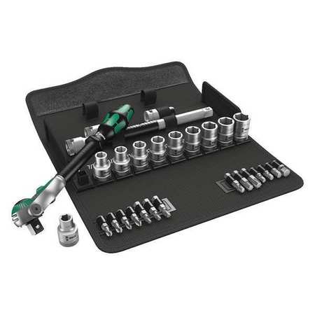 WERA 1/2" Drive Ratchet Set SAE, Torx(R) 28 Pieces 3/8 in to 13/16 in , Chrome 05004079001