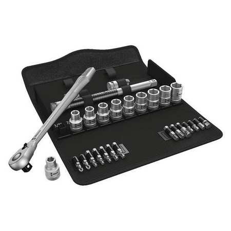 WERA 1/2" Drive Ratchet Set SAE, Torx(R) 28 Pieces 3/8 in to 13/16 in , Chrome 05004081001