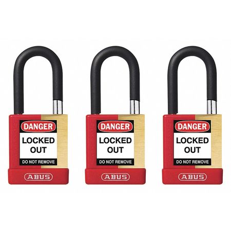 ABUS Keyed Padlock, Open, Rectangular Steel Body, Hardened Steel Shackle, 3/4 in W, 6 PK 20148