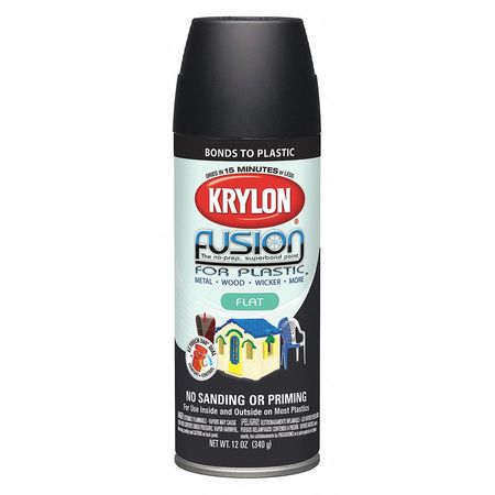 Krylon Spray Paint, Black, Flat, 12 oz K02519007