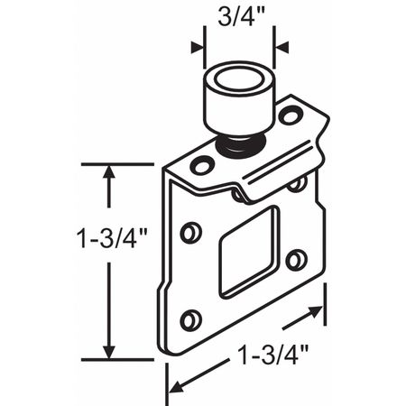 ZORO SELECT Roller Bracket, Steel Plated, 2-1/2"L x 1-34"W 2-67