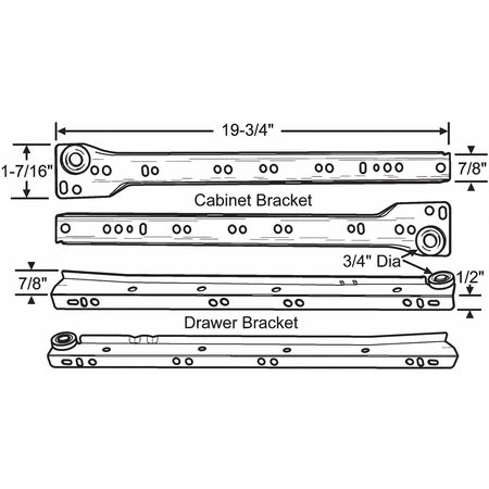 Zoro Select Drawer Slide, 20" L, Painted 45-581-20