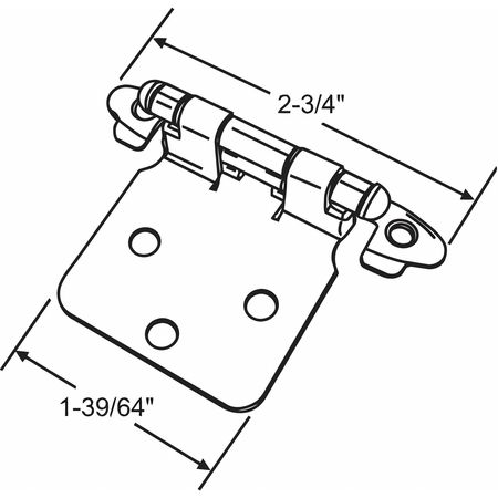 ZORO SELECT 1/2 in W x 2 3/4 in H Brass Door and Butt Hinge 45-236PB